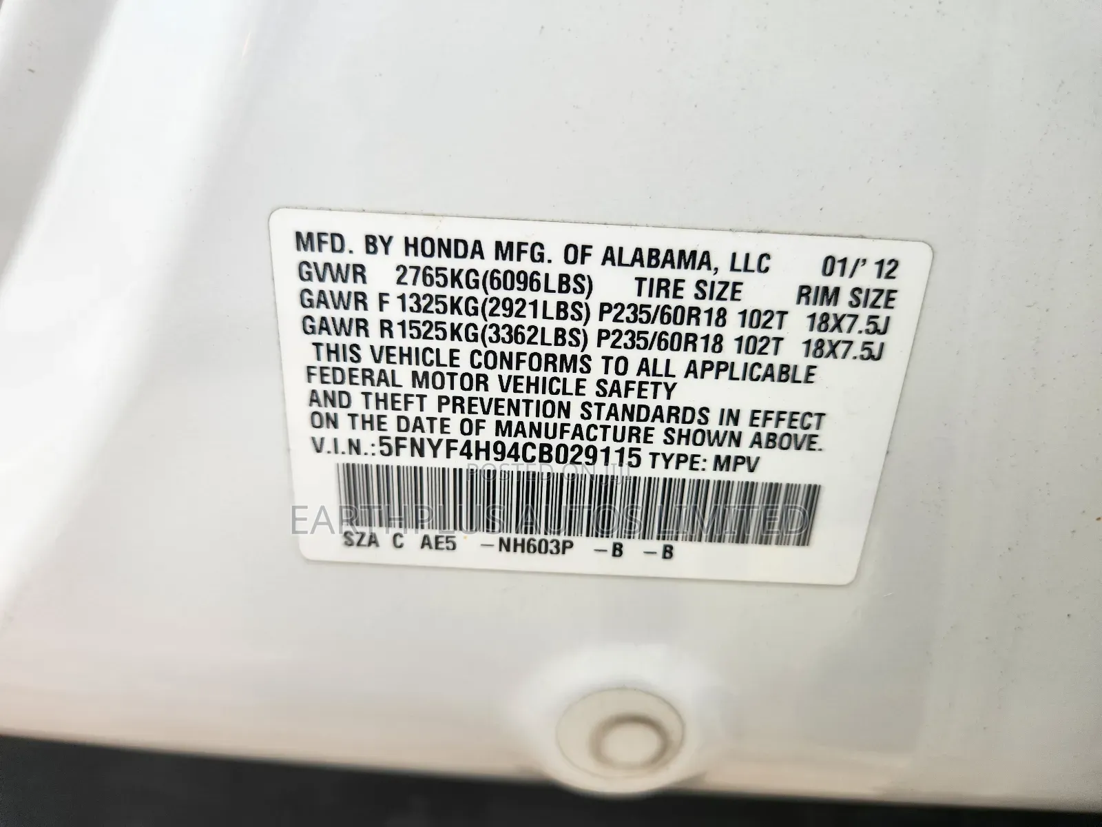 Honda Pilot 2012 White