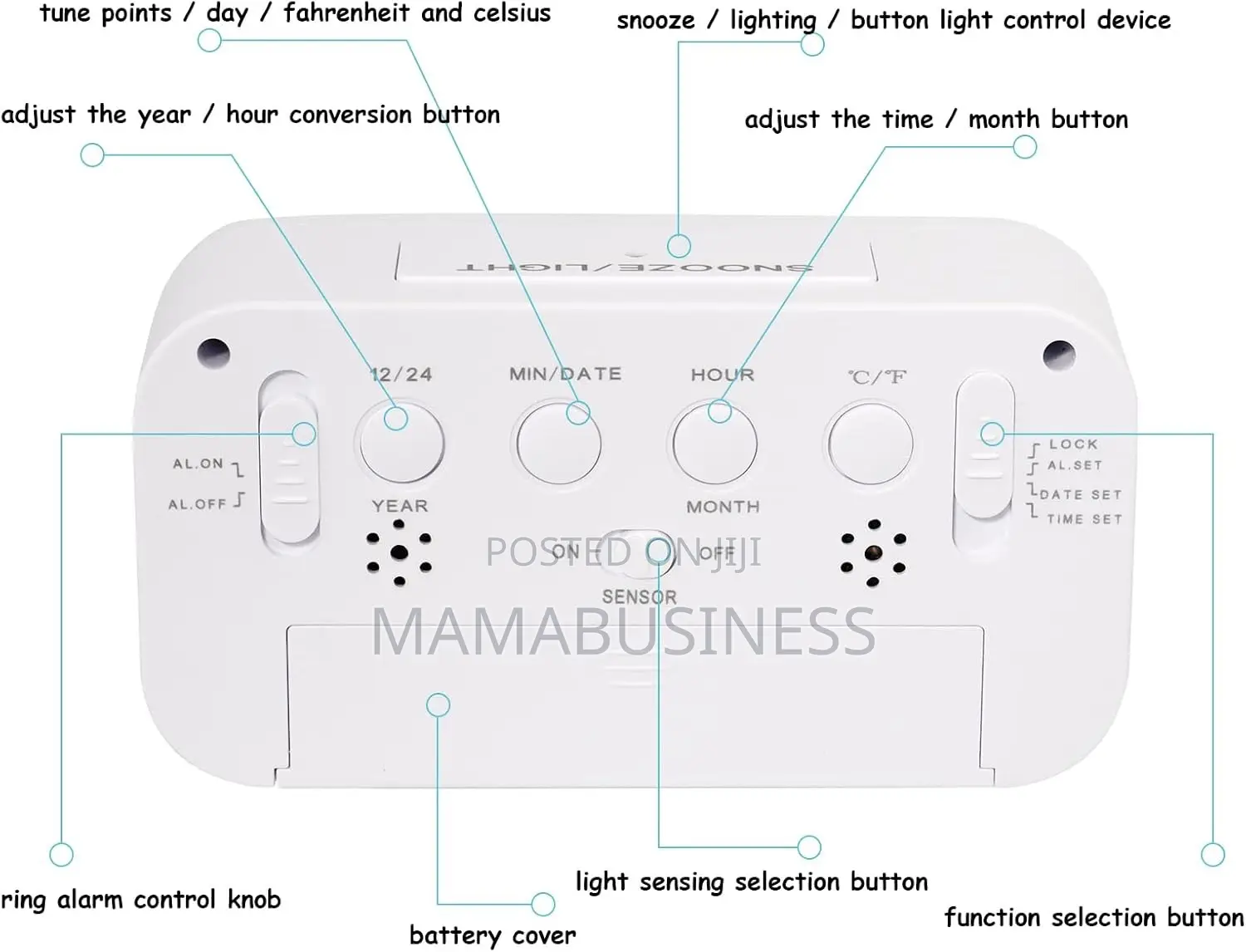 Time Alarm Clock With Temperature Date Snooze