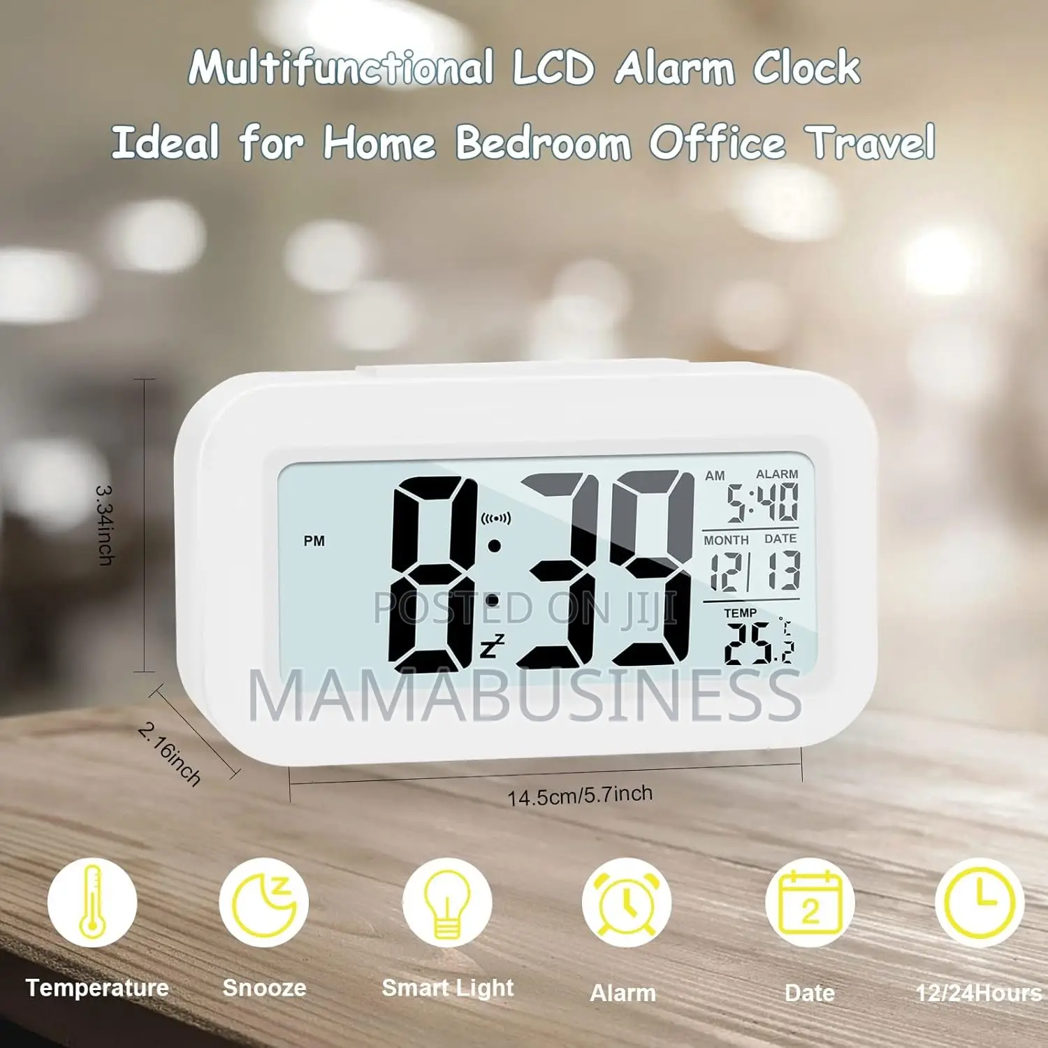 Time Alarm Clock With Temperature Date Snooze