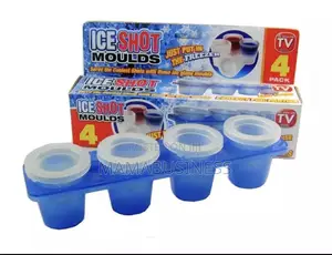 4 Pack Reuseable Ice Shot Glass Mold Cube Maker Set