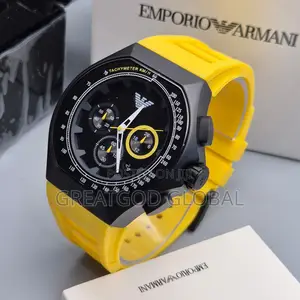 Emporia Armani Luxury Wristwatch Classic Design Yellow Strap