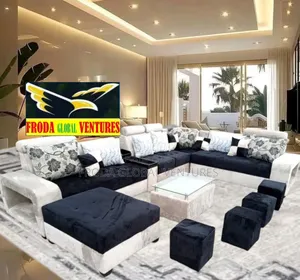 Quality 9 Seaters U-Shape Sofa Chairs With Table and Stools