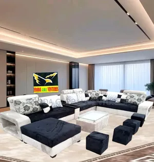 Sectional 9 Seaters U-Shape Sofa Chairs, Table and Stools. Ebn9