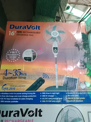 16inches 4 in 1 Duravolts Rechargeable Fan