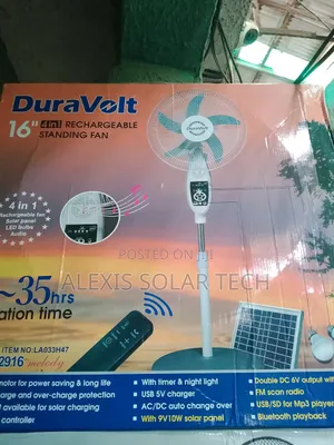16inches 4 in 1 Duravolts Rechargeable Fan