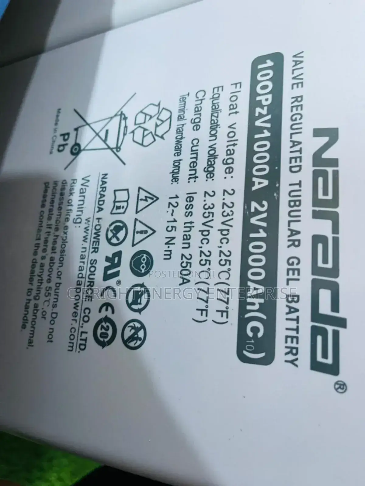 2v 1000ah Narada Solar Battery