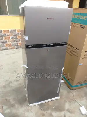 The New Hisense 205L Double Door Refrigerator -Silver