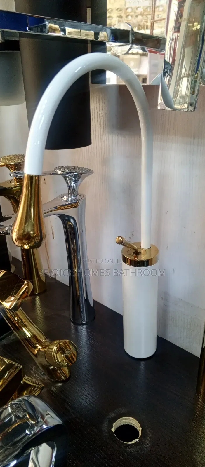 White and Gold Basin Mixer