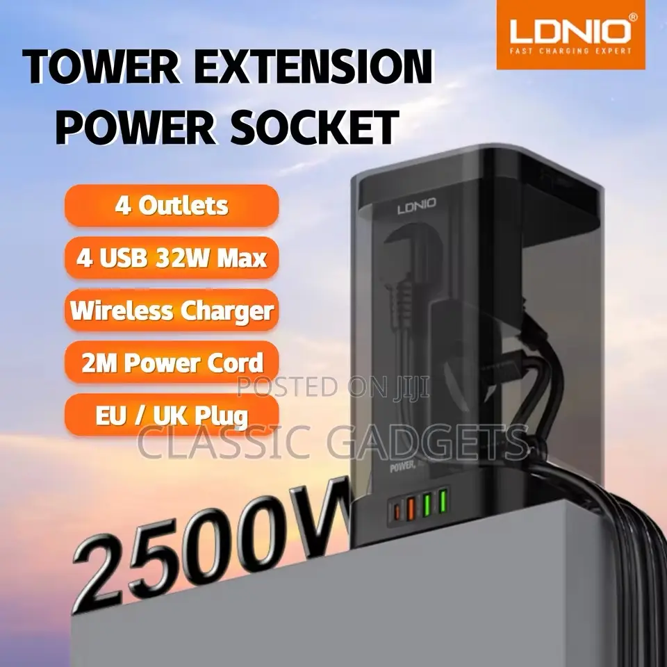 Ldnio Tower Multi Power Strips 2500w Extension Power Socket