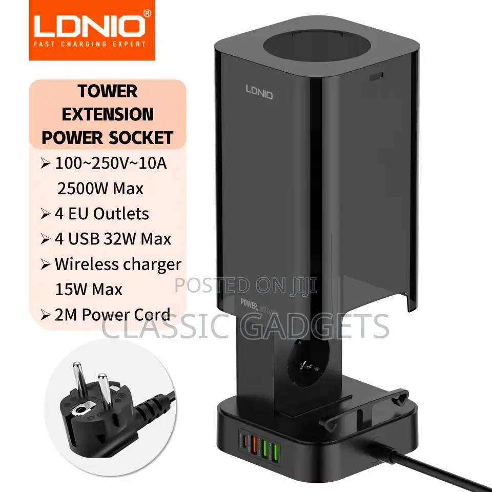 Ldnio Tower Multi Power Strips 2500w Extension Power Socket