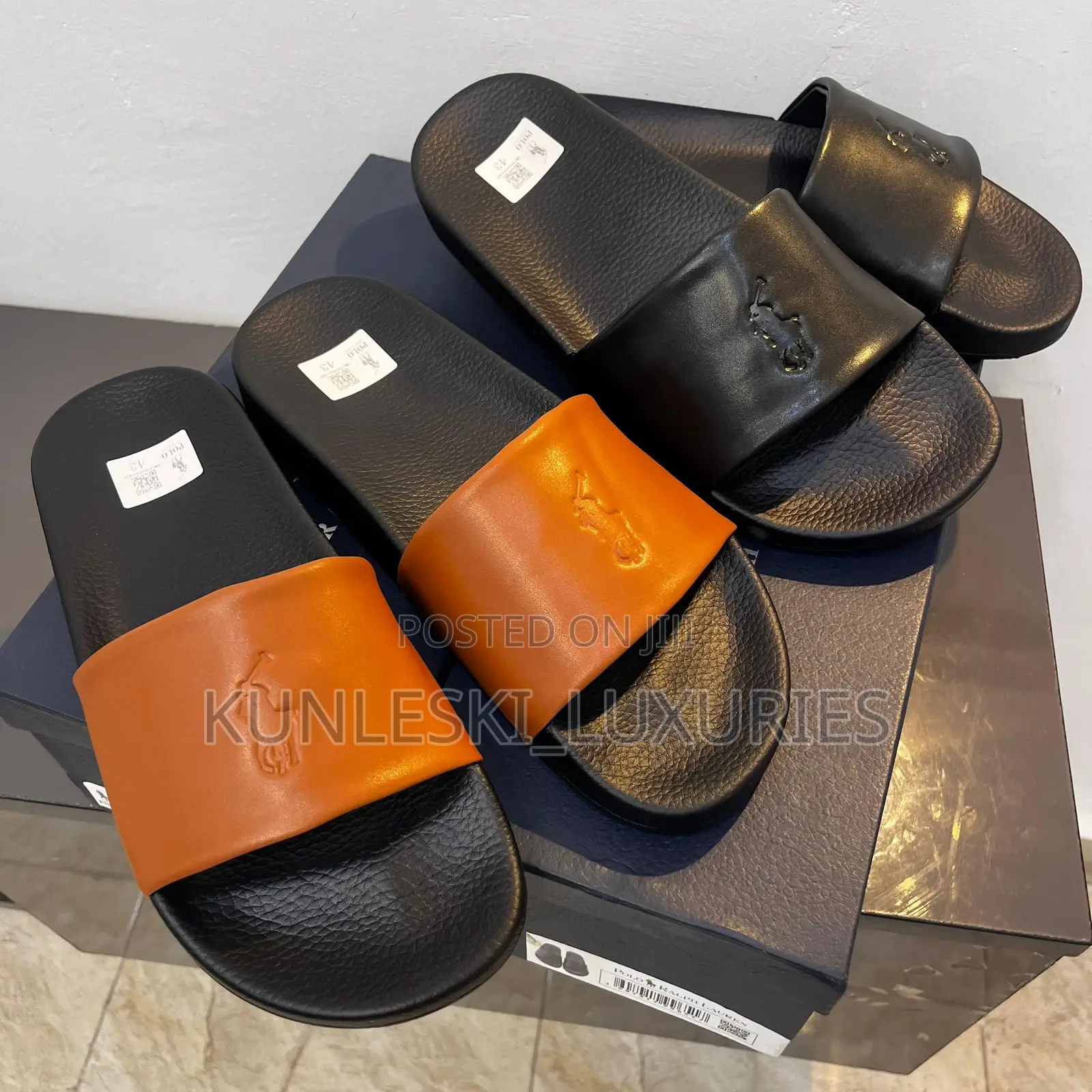 Original Polo Ralph Leather Slides in Two Colorways