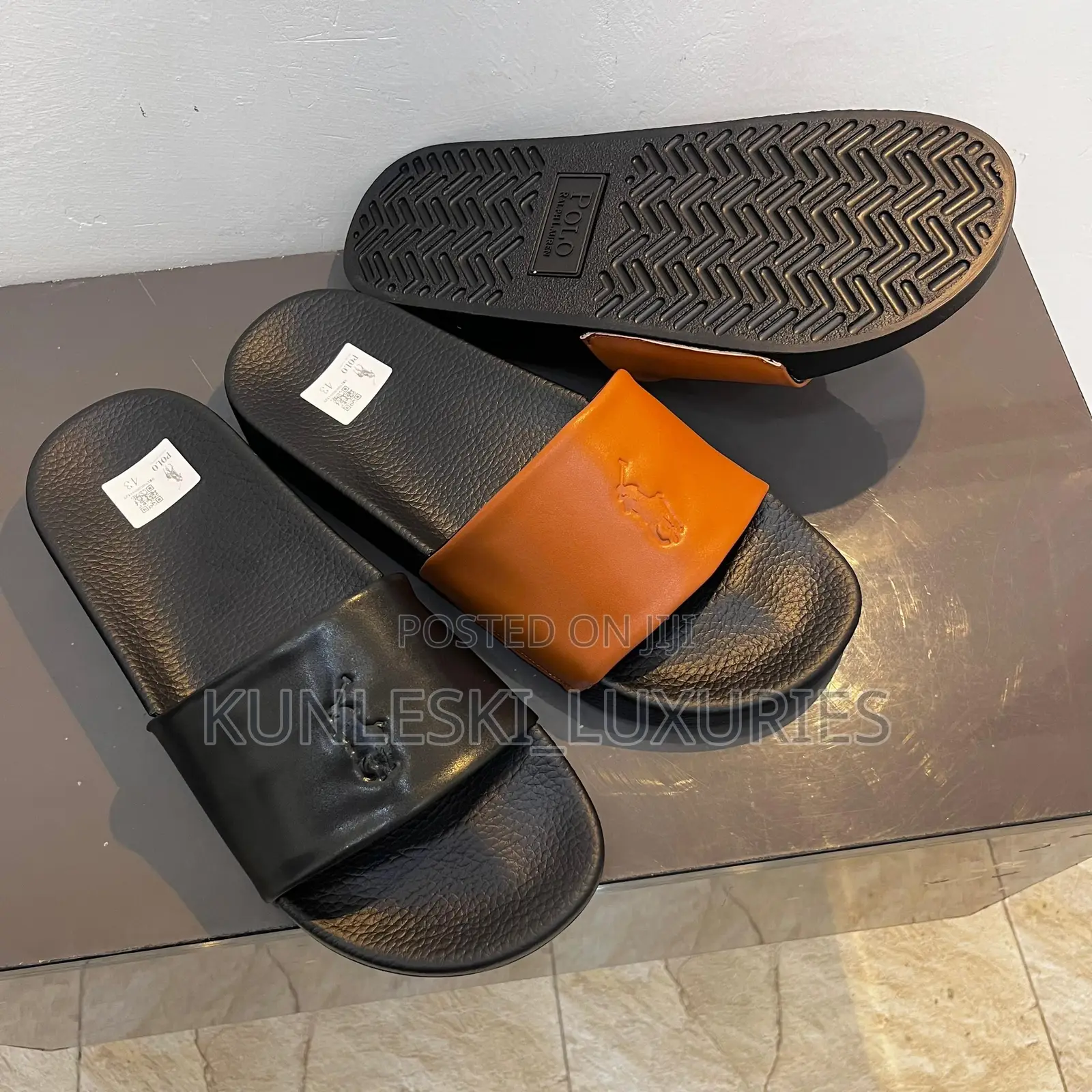 Original Polo Ralph Leather Slides in Two Colorways
