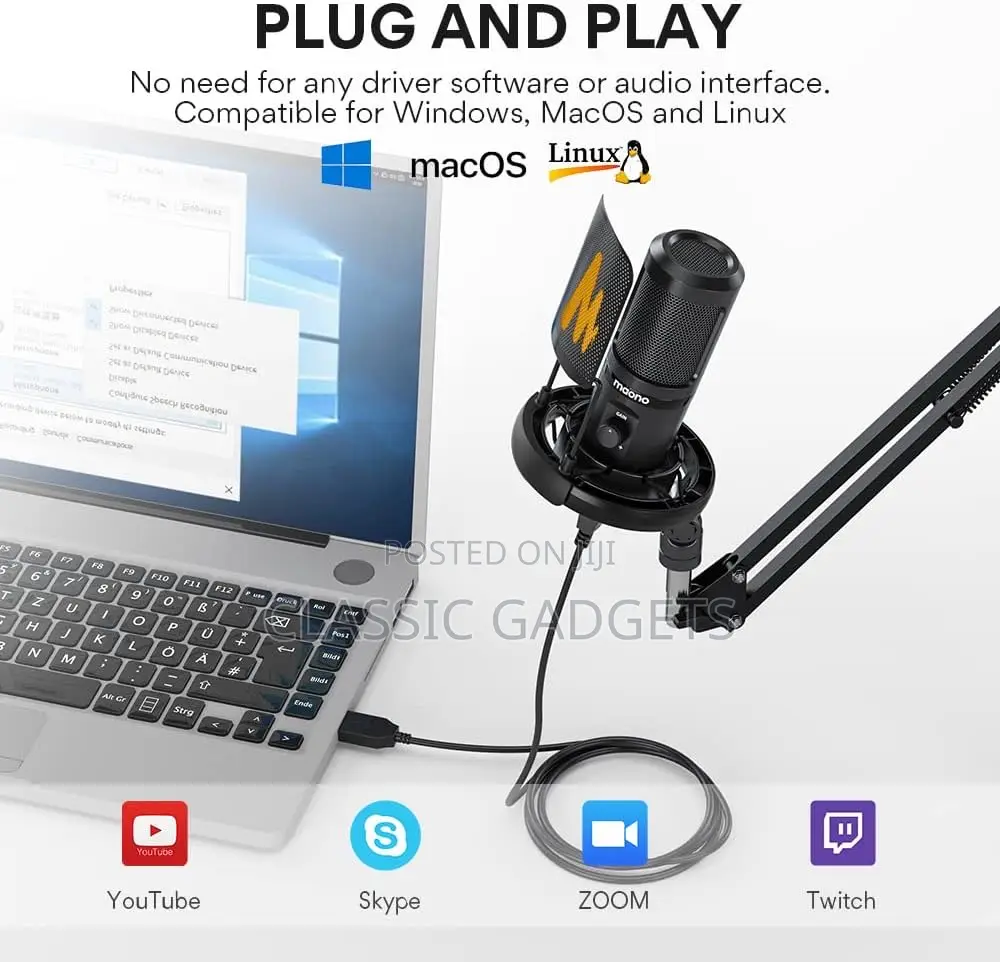 MAONO AU-PM461S Podcast PC Computer Condenser Microphone