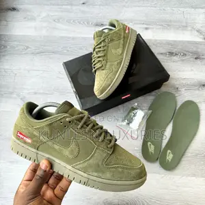 Original Supreme X Nike Dunk Low Custom Olive Sneakers