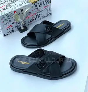 Original Dolce Gabbana Men Leather Slippers