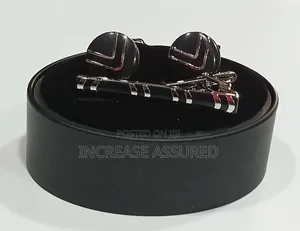 Luxury Cufflinks With Tie Clip in a Leather Box