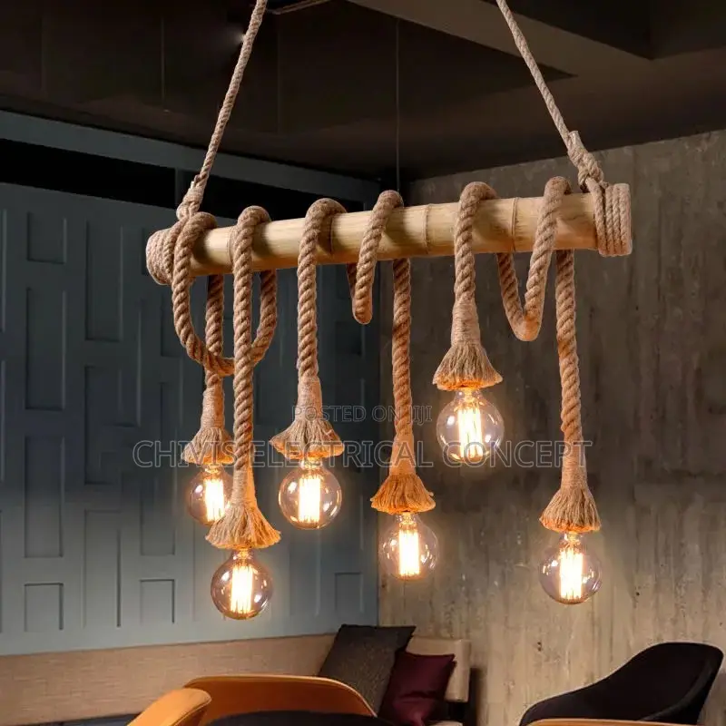 Star Wish Bamboo Hemp Rope Pendant Lights Creative