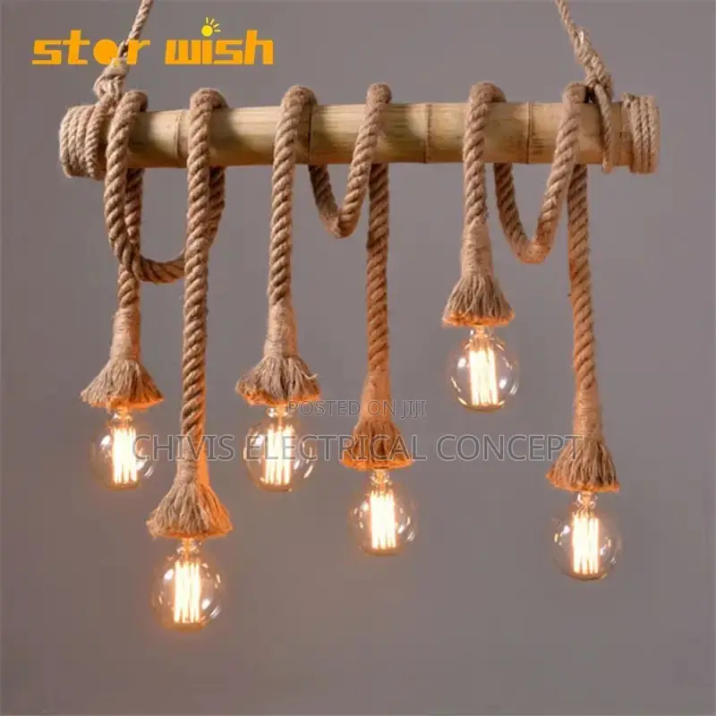 Star Wish Bamboo Hemp Rope Pendant Lights Creative