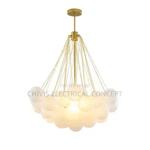 Modern Bubble Glass Chandelier 19/37 Balls Black Gold