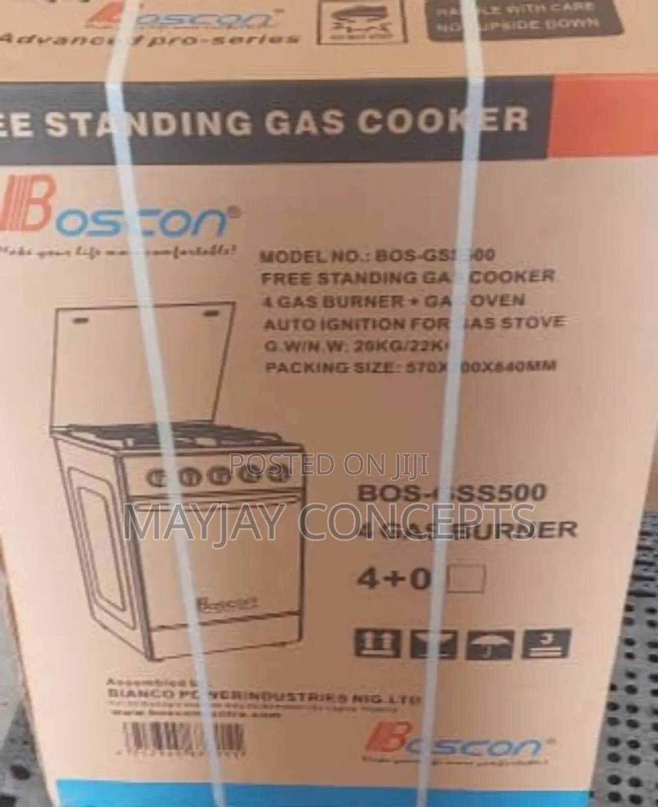 Boscon 4 Burner Standing Gas+60l Oven -Automatic Ignition