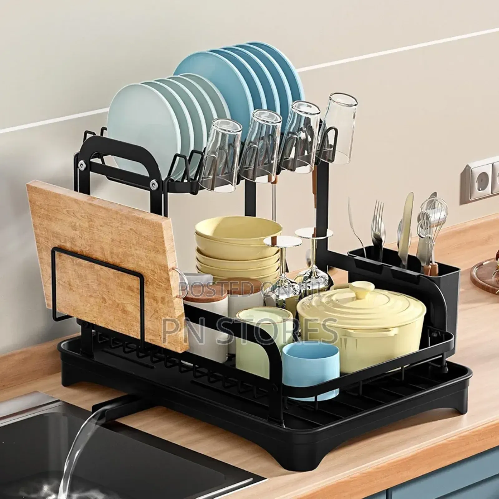 2 Layers Kitchen Storage Plates Rack