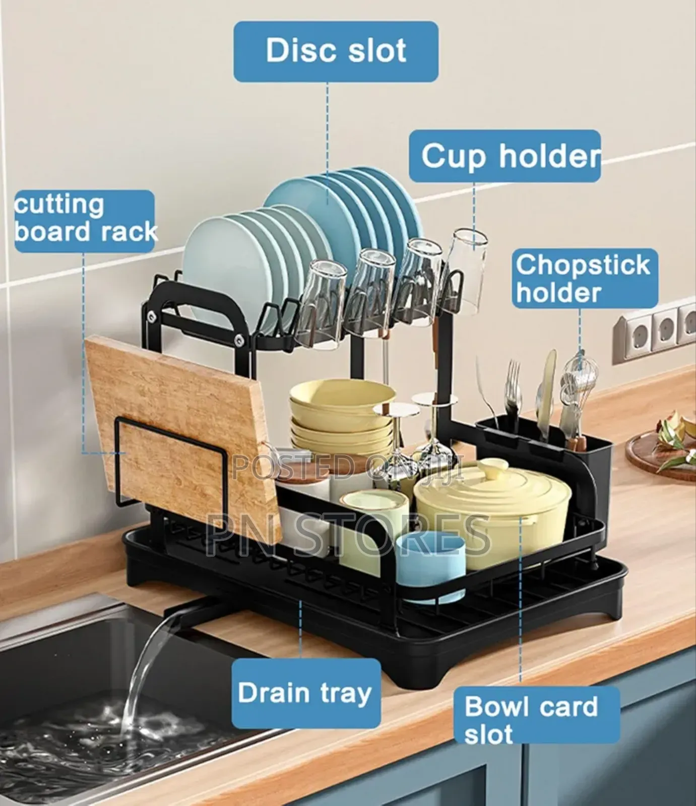 2 Layers Kitchen Storage Plates Rack
