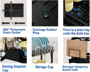 2 Layers Kitchen Storage Plates Rack