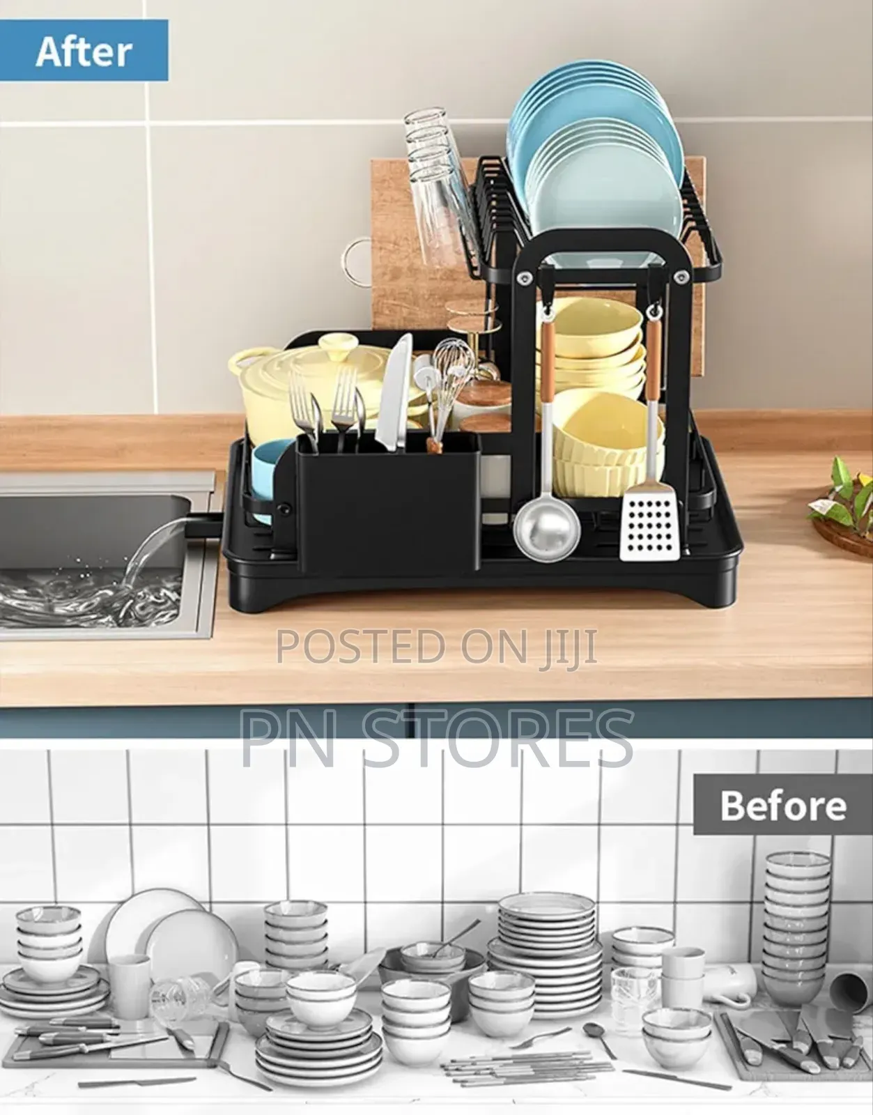 2 Layers Kitchen Storage Plates Rack