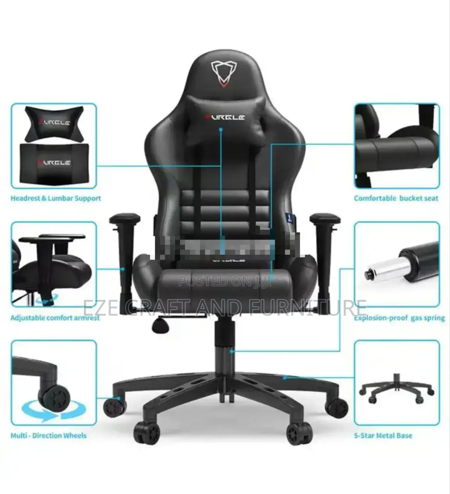 Full Black Game Chair