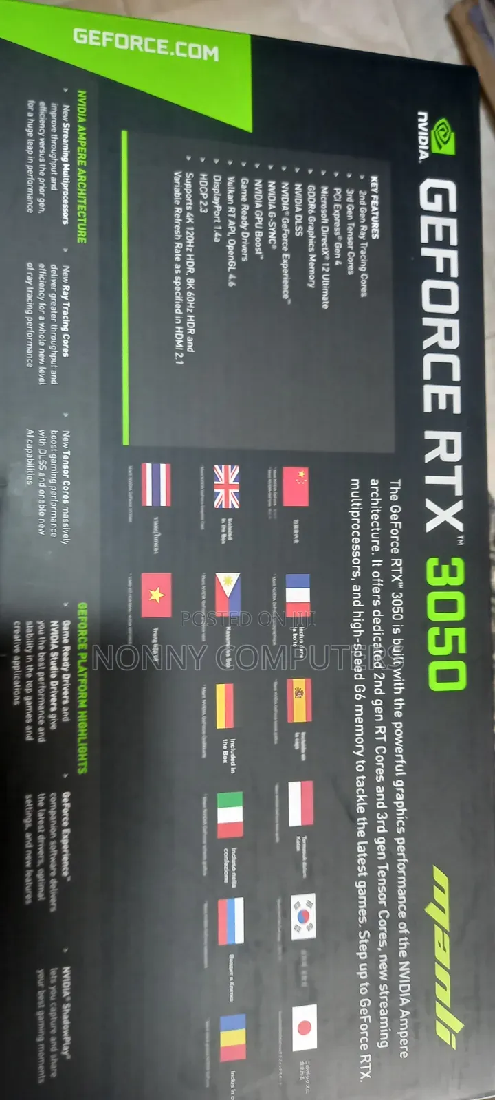 RTX Geforce Nvidia 3050 8gig Ddr6