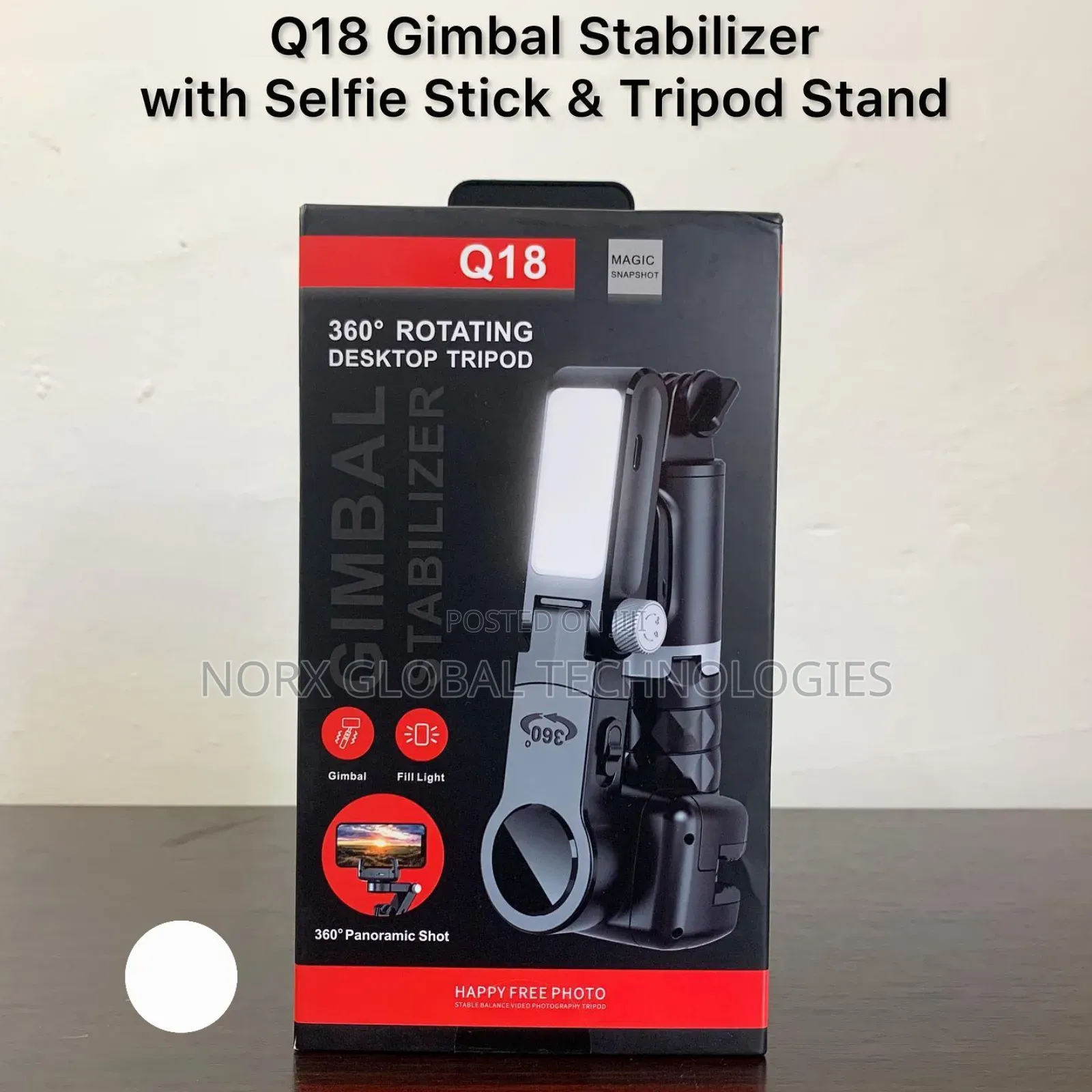 Q18 Desktop Tripod Gimbal Stabilizer With Light