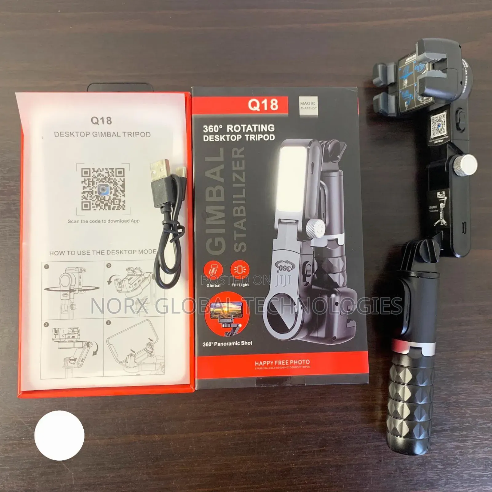 Q18 Desktop Tripod Gimbal Stabilizer With Light