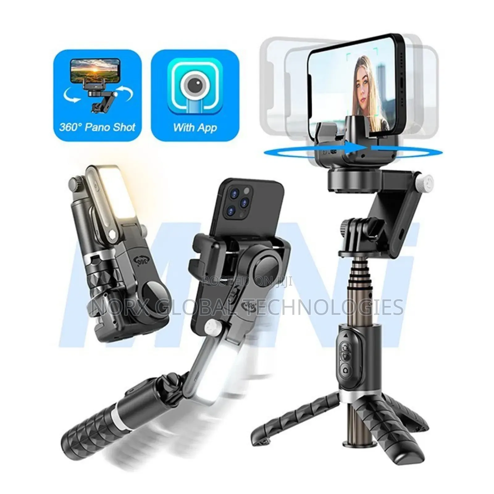 Q18 Desktop Tripod Gimbal Stabilizer With Light