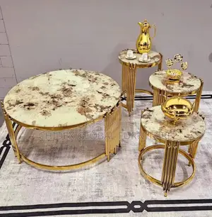Marble Center With 3 in 1 Marble Stools.