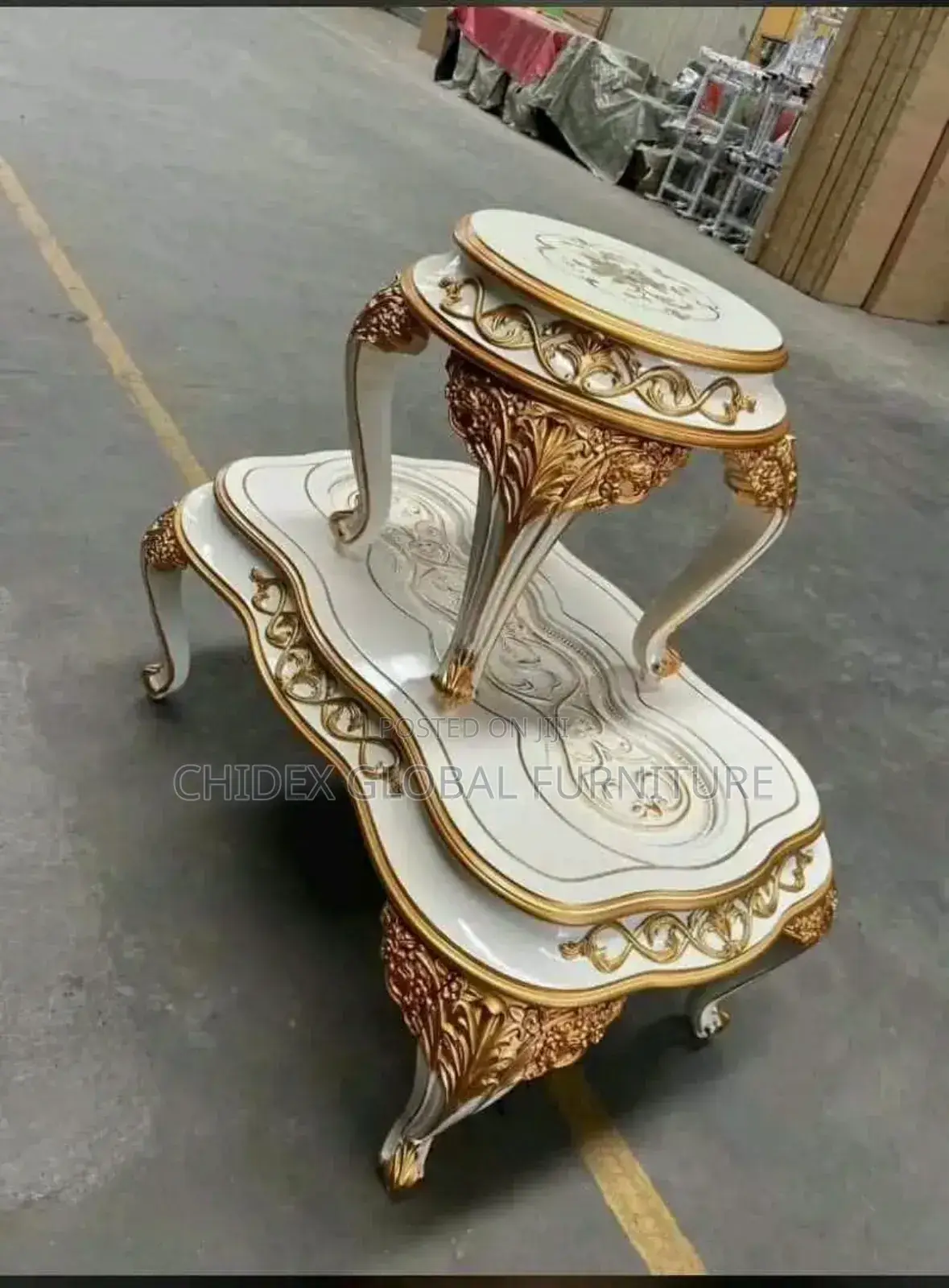Royal Wooden Center Table With Two Stools