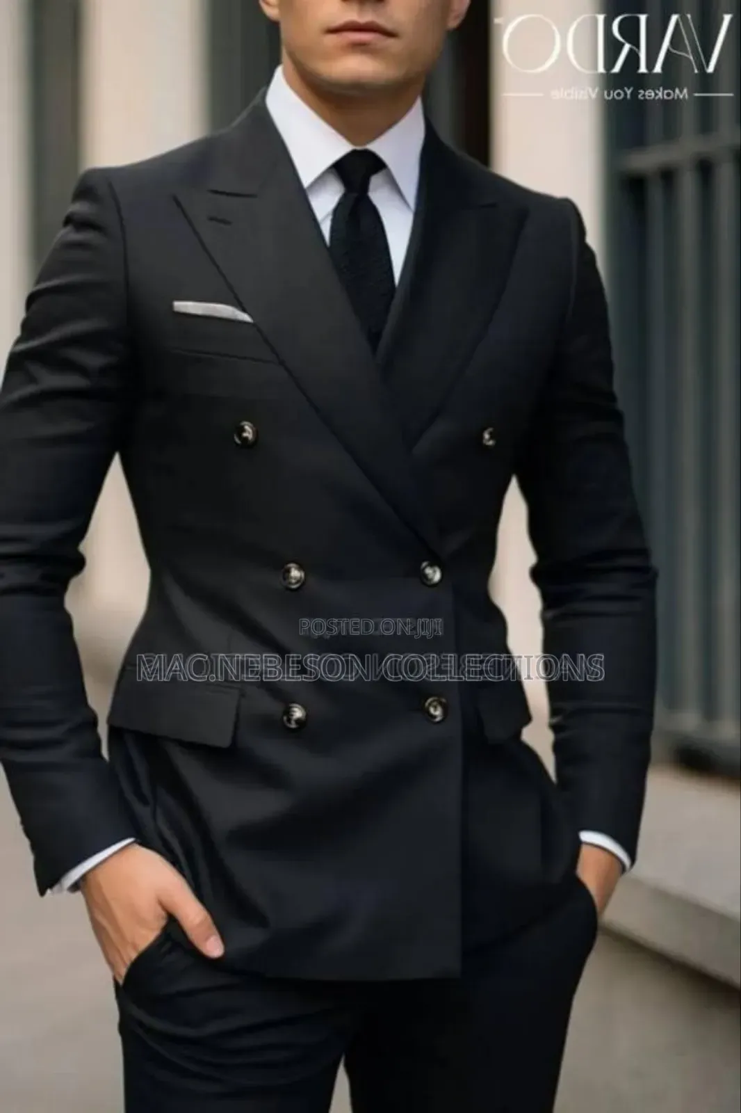 Double Breasted Black Classic Suit