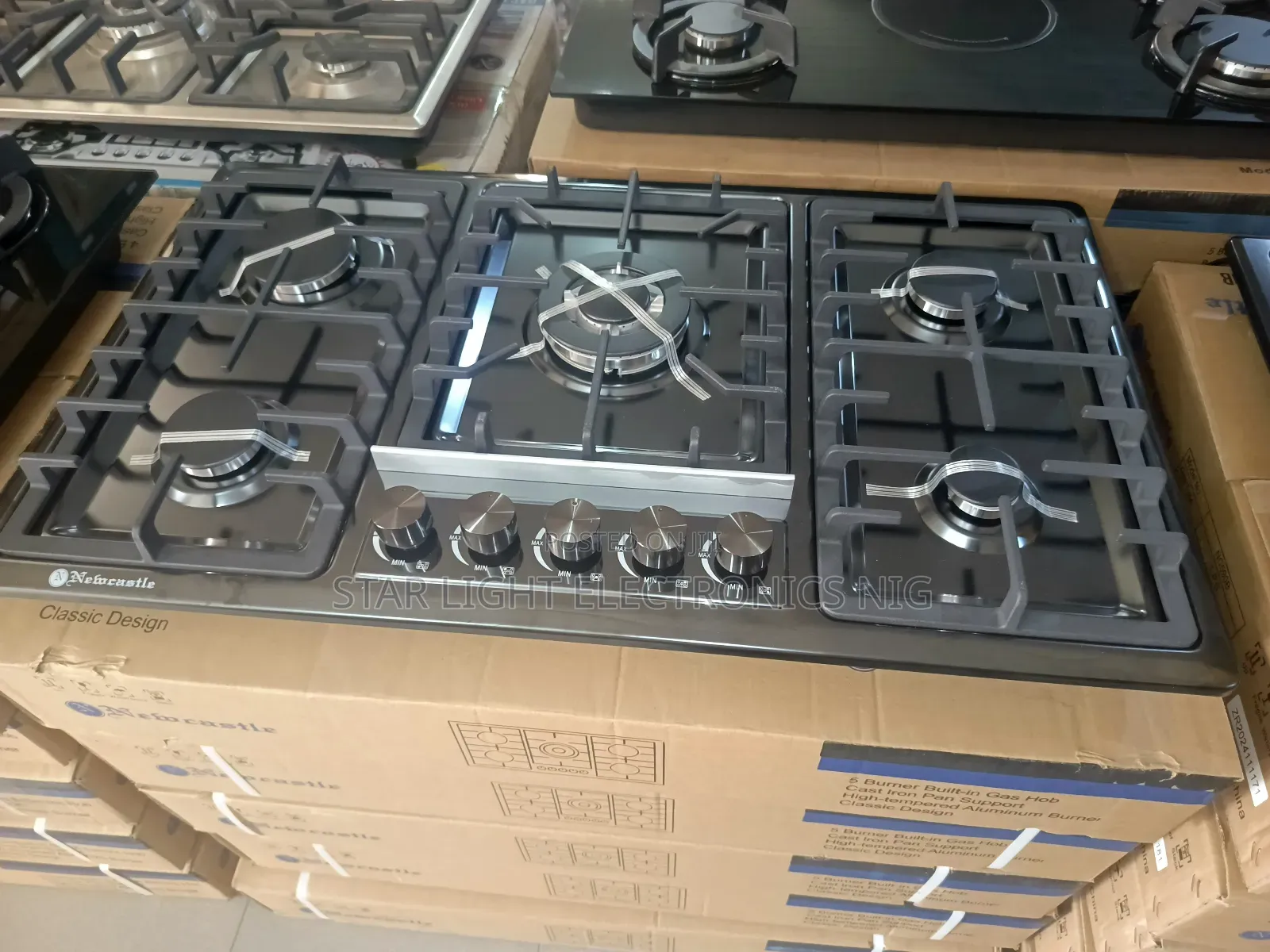 5 Burners Hob Black Stainless