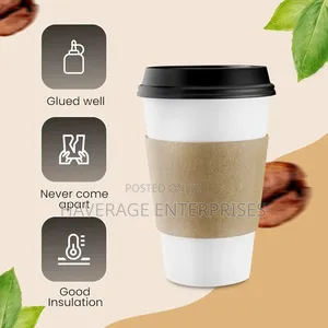 Brown Kraft Paper Cups Sleeves Fit 12oz,16oz 1000pcs