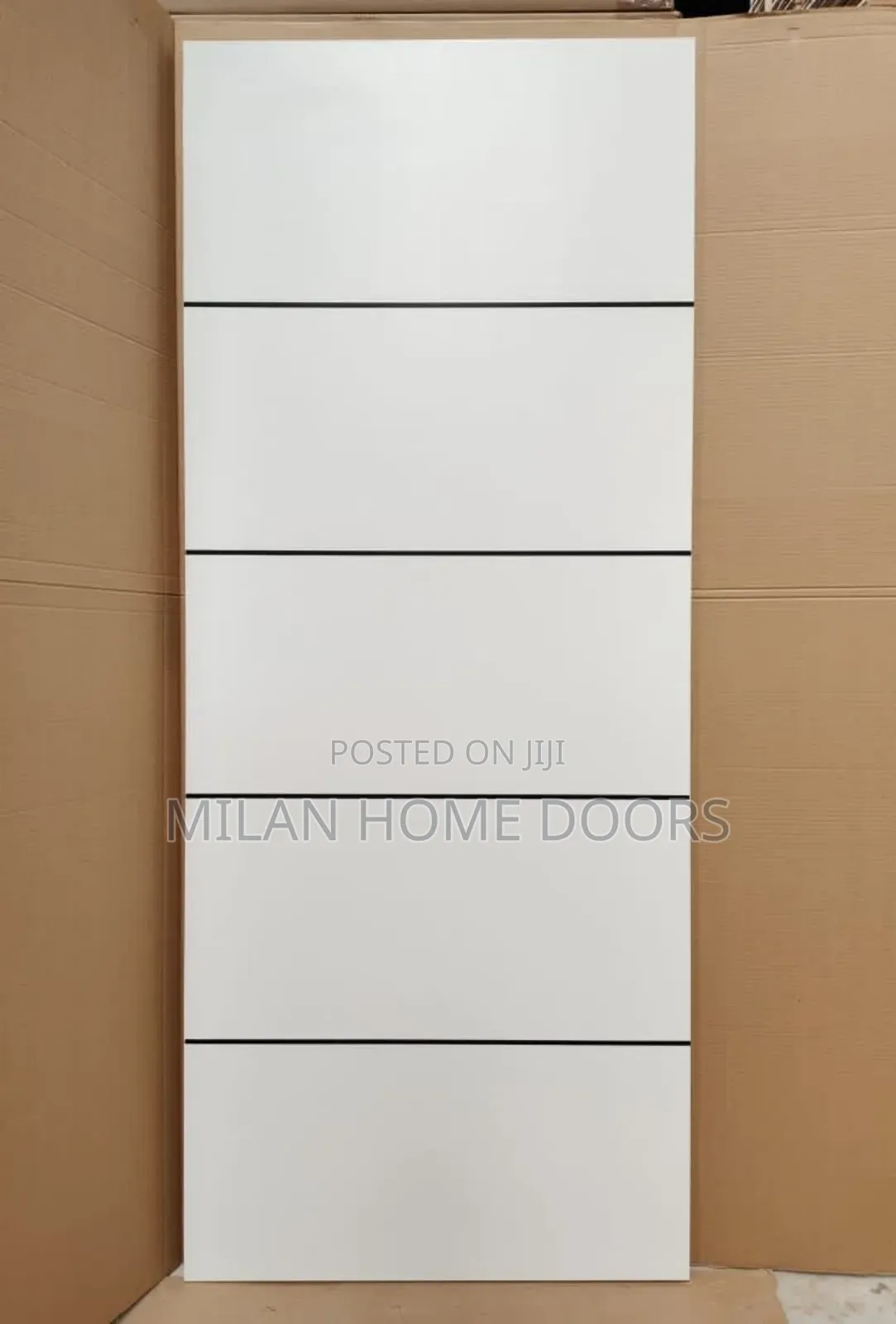 WHITE Room/Interior HDF Doors With Black Chrome Designs