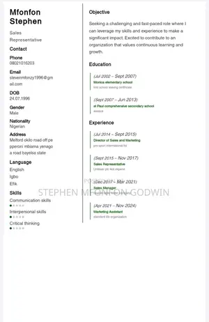 Sales Telemarketing CV