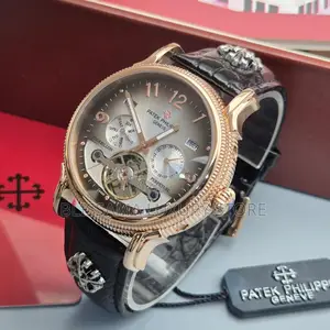 Luxury Patek Philippe Authomatic Leather Strap Wristwatches