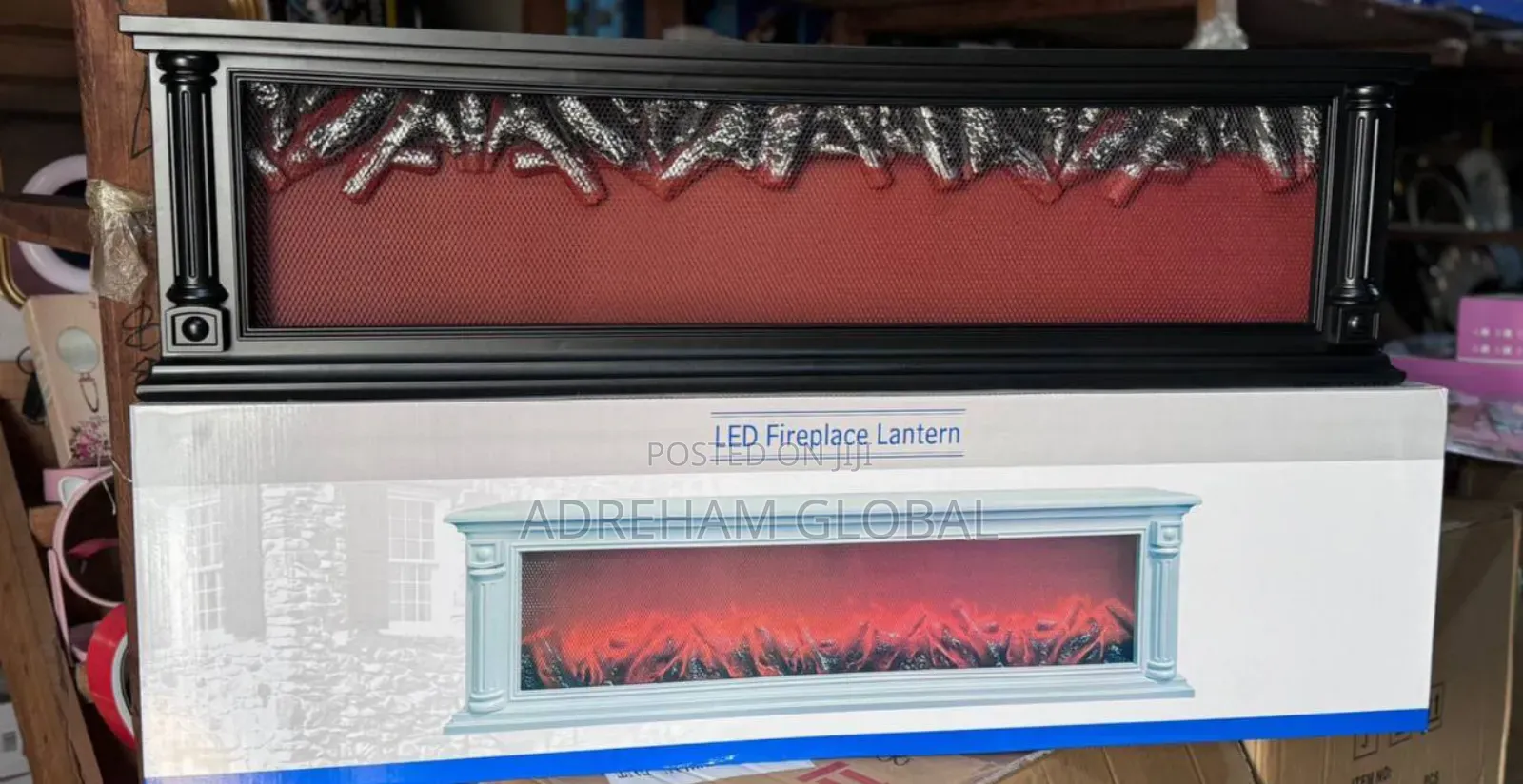 Fireplace Lantern 100cm, Red Flame Display