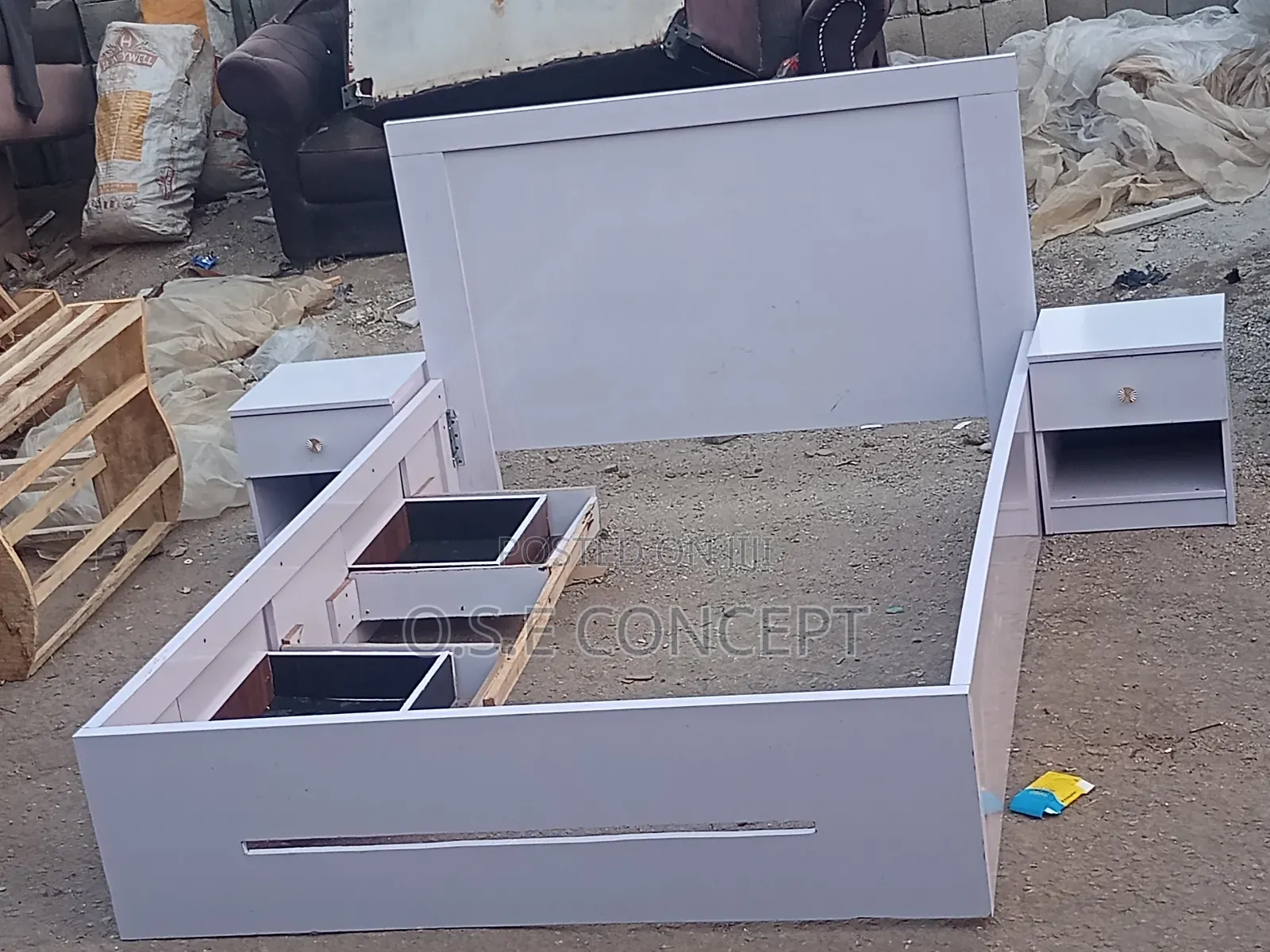 White Bedframe With 2bedsides