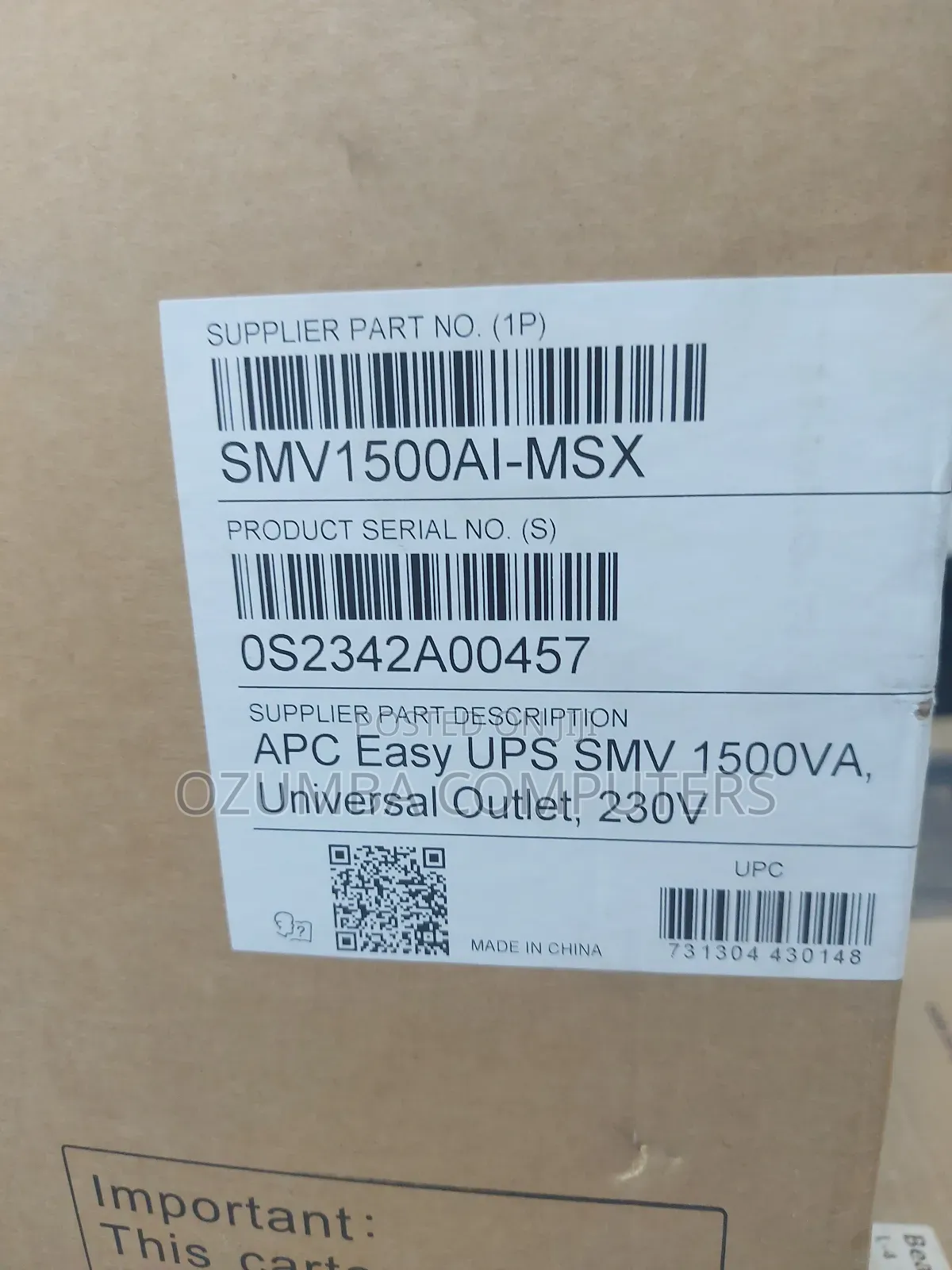 APC Easy UPS SMV 1500VA Uninterrupted Power Supply
