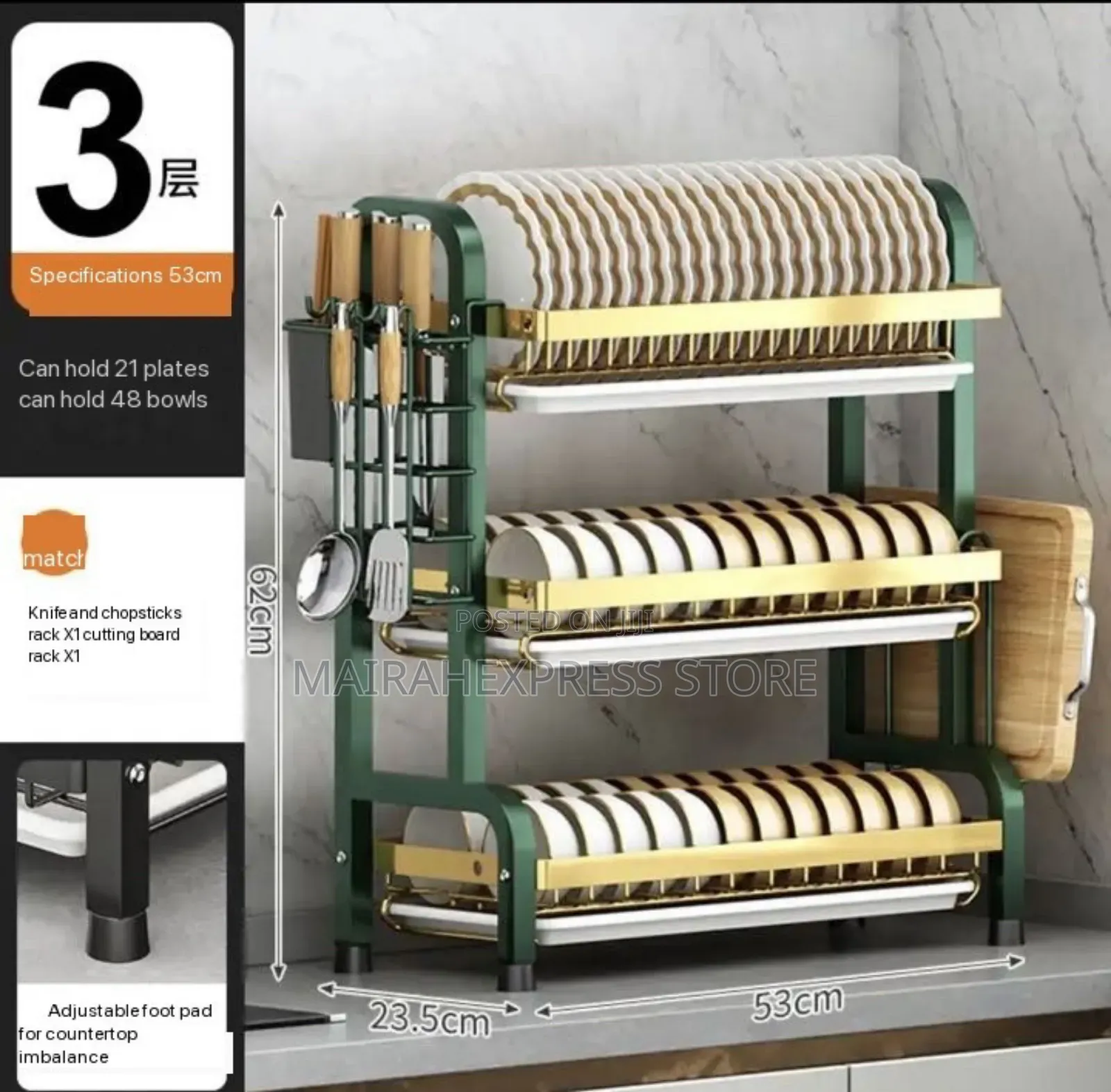 3 Layers Thickened Stainless Steel Multiple Dish Rack
