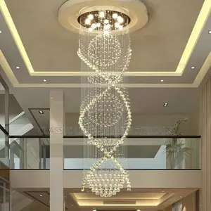 Modern Long LED Spiral Living Crystal Chandeliers Lighting