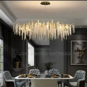 Crystal Chandelier Living Room Golden Dining Room Interior