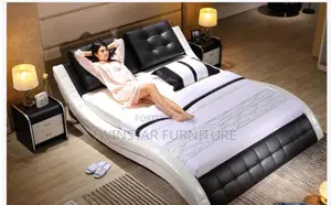 Photo - New Modern European Leather Bed With 2 Side Drawers