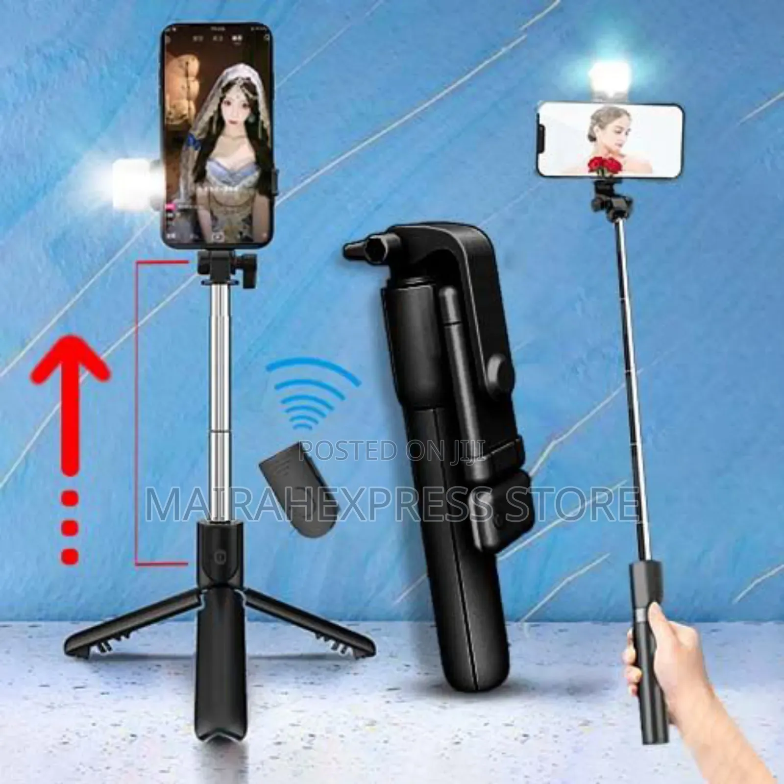 Bluetooth Selfie Stick Tripod + Fill Light +Shutter Remote in Lagos ...