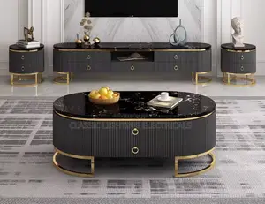 Luxury Modern Marble Top Floating Stainless Steel Tv Cabinet